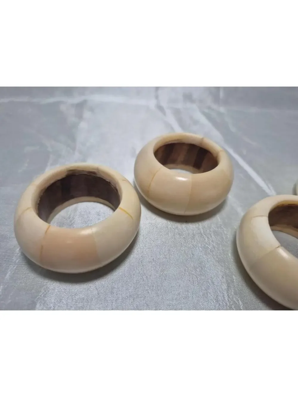 Vintage Aukey Napkin Rings Set of 4 Round Carved Soapstone 1 3/8
